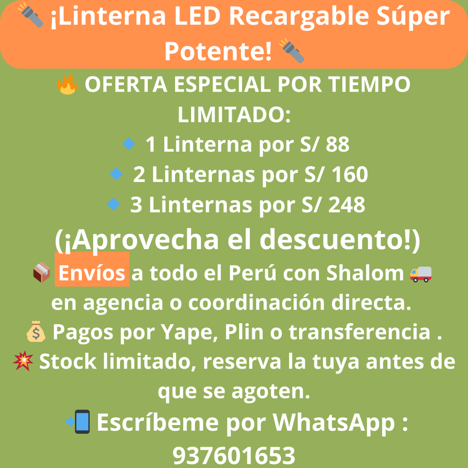 🔦 Linterna Led Potente Teléscopico