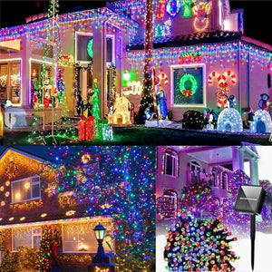 LUCES NAVIDEÑAS MULTICOLOR CON PANEL SOLAR     10 M ETROS