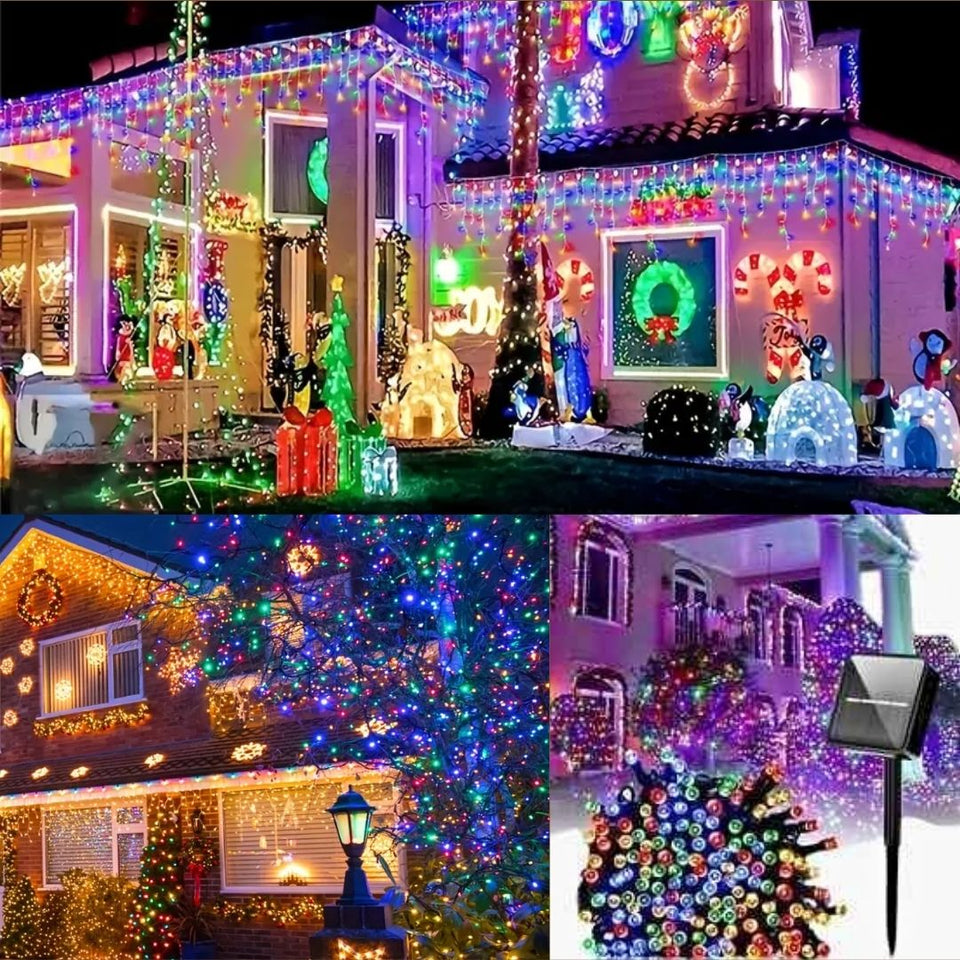 LUCES NAVIDEÑAS MULTICOLOR CON PANEL SOLAR     10 M ETROS
