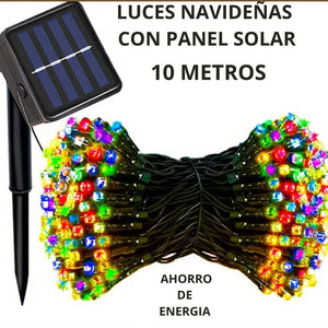 LUCES NAVIDEÑAS MULTICOLOR CON PANEL SOLAR     10 M ETROS