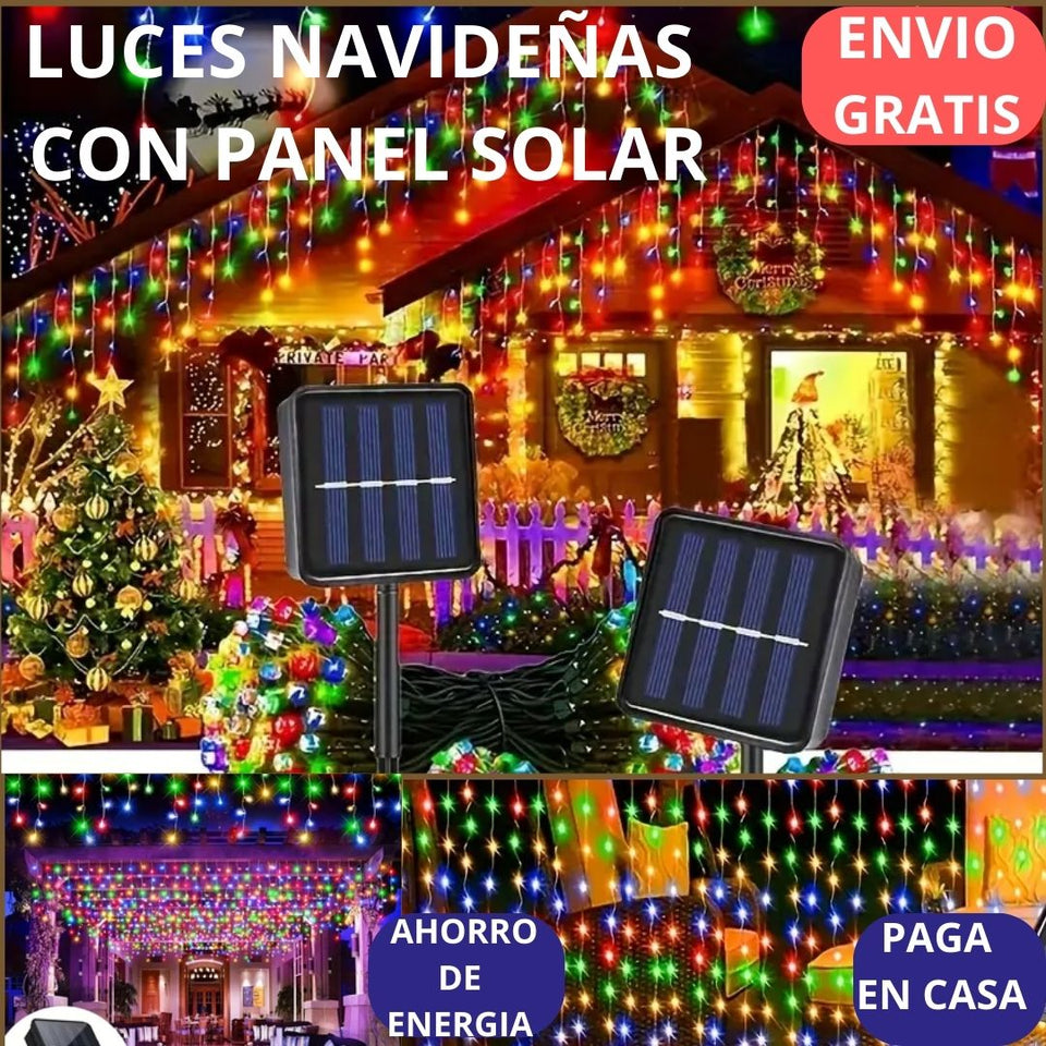 LUCES NAVIDEÑAS MULTICOLOR CON PANEL SOLAR     10 M ETROS